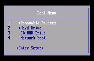 Boot menu Windows